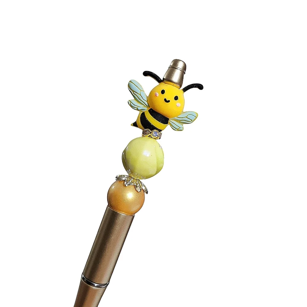 Bumble Bee Beaded Ballpoint Twist Pen Yellow Topper